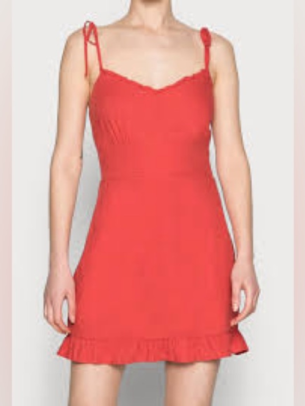 NWT Abercrombie & Fitch Red Linen Blend Mini Dress Matching Scrunchie Size Med